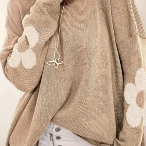 Plus Size Blouse | European & American Style | Elegant & Modern | Crew Neck | Long Sleeve with Floral Print