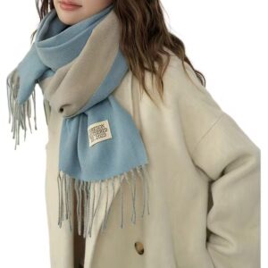 Double-Sided Plush Blue Scarf