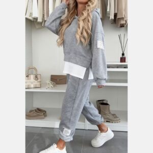 Women's Casual Hooded Patchwork Set | Modern Everyday Style