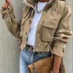 Women's Casual SpringAutumn Jacket with High Collar