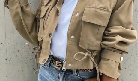 Women's Casual SpringAutumn Jacket with High Collar