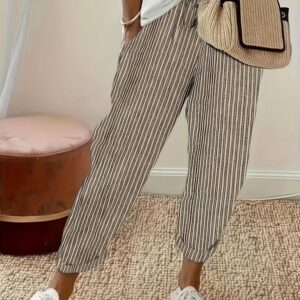 Women's Striped Wide-Leg Casual Pants